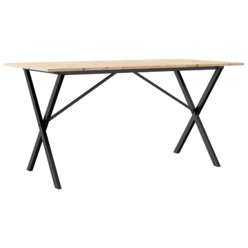 Masă de bucătărie, cadru X, 140x80x75cm lemn masiv pin și fontă - Img 5