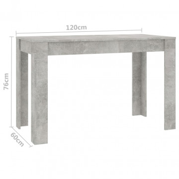 Masă de bucătărie, gri beton, 120 x 60 x 76 cm, PAL - Img 5