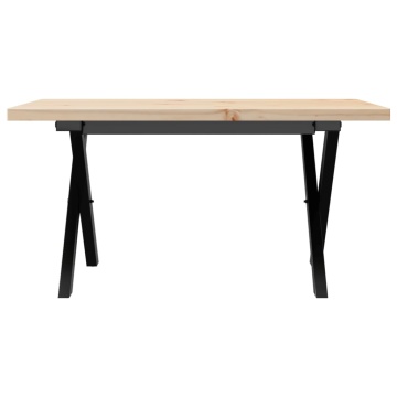 Masă de cafea, cadru X, 80x50x40,5 cm, lemn masiv pin și Oţel - Img 4