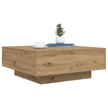 Masă de cafea cu lumini LED Stejar Artisan 80x80x31 cm - Img 3