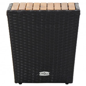Masă de ceai negru 41,5x41,5x43 cm poliratan lemn masiv acacia - Img 2