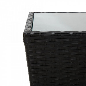 Masă de ceai negru 41,5x41,5x43 cm poliratan sticlă securizată - Img 4