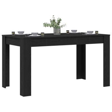 Masă de dining Neagră cu aspect de Stejar 140x74,5x76 cm din Lemn Compus - Img 3