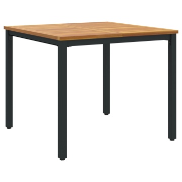 masă de grădină 90x90x75 cm din lemn masiv de acacia și metal - Img 2