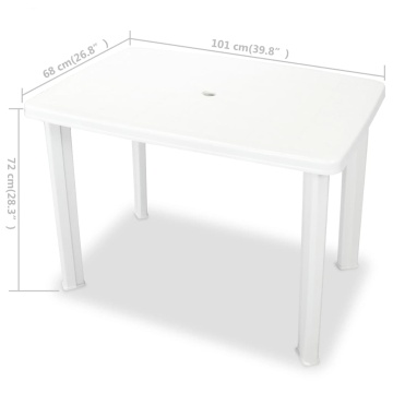 Masă de grădină, alb, 101 x 68 x 72 cm, plastic - Img 5