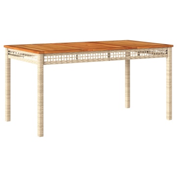 Masă de grădină, bej, 140x80x75 cm, poliratan și lemn acacia - Img 2