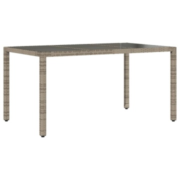 Masă de grădină cu blat din sticlă gri, 150x90x75 cm, poliratan - Img 5