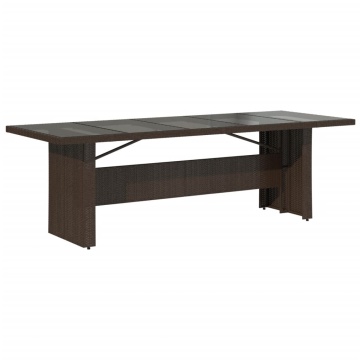 Masă de grădină cu blat din sticlă maro 240x90x75 cm poliratan - Img 4