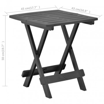 Masă de grădină pliabilă, antracit, 45 x 43 x 50 cm, plastic - Img 5