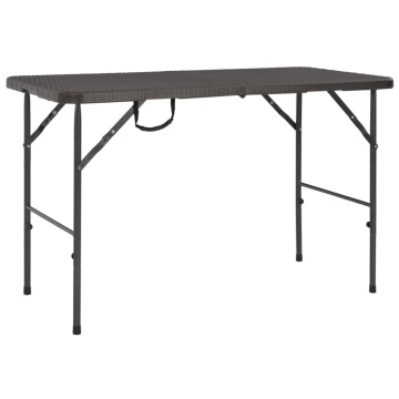 Masă de grădină pliabilă, maro, 120x60x74, HDPE, aspect ratan - Img 1