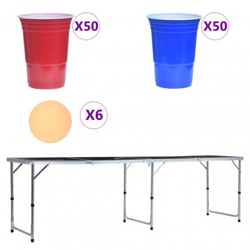 Masă de joc ping pong și bere cu căni și bile, pliantă, 240 cm - Img 2