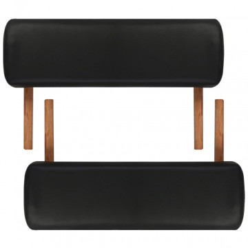 Masă de masaj pliabilă, 3 zone, negru, cadru din lemn - Img 5