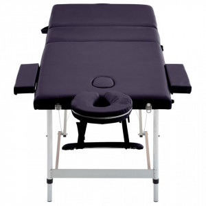 Masă de masaj pliabilă cu 3 zone, violet, aluminiu - Img 4