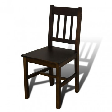 Masa de sufragerie din lemn cu 4 scaune, maro - Img 3