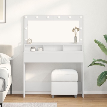 Masă de toaletă Alb cu lumini LED - 100x41x135 cm - Img 1