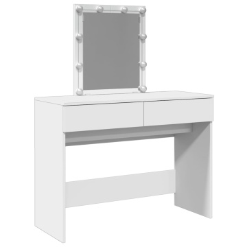 Masă de toaletă cu LED, alb, 100x40x130 cm - Img 2