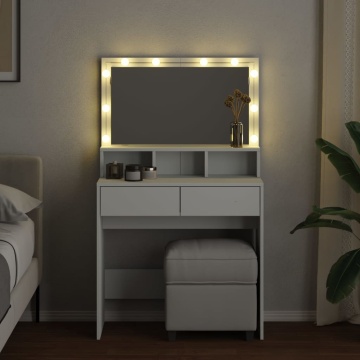 Masă de toaletă cu LED, alb, 80x41x134,5 cm - Img 3
