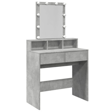 Masă de toaletă cu LED, gri beton, 80x41x144,5 cm - Img 2