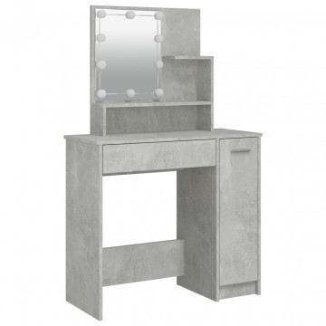 Masă de toaletă cu LED, gri beton, 86,5x35x141 cm - Img 3