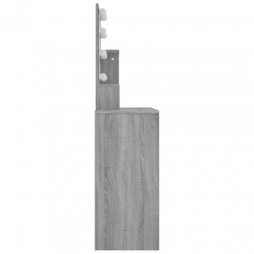 Masă de toaletă cu LED, gri sonoma, 86,5x35x136 cm - Img 5