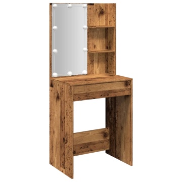 Masă de toaletă cu LED, lemn vechi, 60x40x140 cm - Img 2