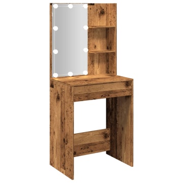 Masă de toaletă cu LED, lemn vechi, 60x40x140 cm - Img 6