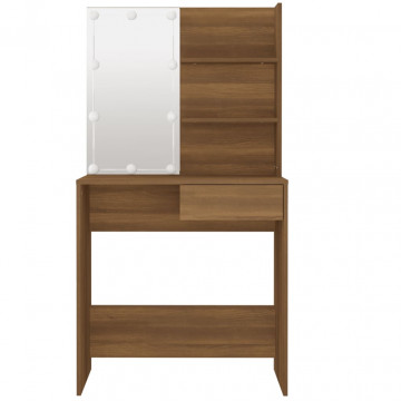 Masă de toaletă cu LED, stejar maro, 74,5x40x141 cm - Img 8