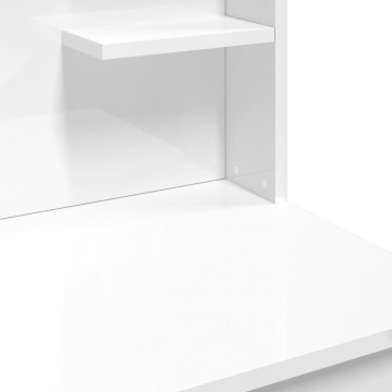 Masă de toaletă cu LED-uri, alb extralucios, 96x40x142 cm - Img 7