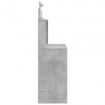Masă de toaletă cu LED-uri, gri beton, 96x40x142 cm - Img 5
