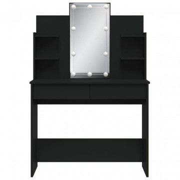 Masă de toaletă cu LED-uri, negru, 96x40x142 cm - Img 8