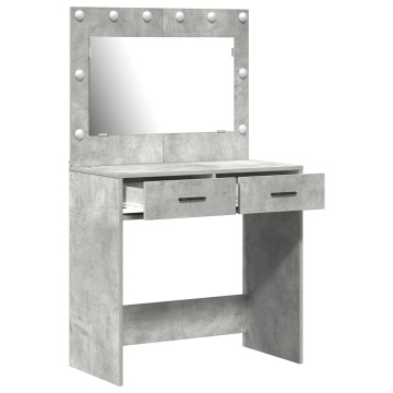 masa de toaletă cu lumini LED gri beton 78,5x41x135 cm - Img 4