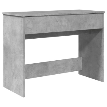 Masă de toaletă cu oglindă, gri beton, 100x45x76 cm - Img 2