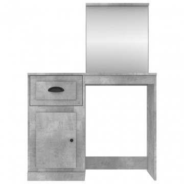 Masă de toaletă cu oglindă, gri beton, 90x50x132,5 cm, lemn - Img 5
