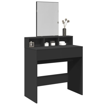 Masă de toaletă cu oglindă, negru, 80x41x144,5 cm - Img 1