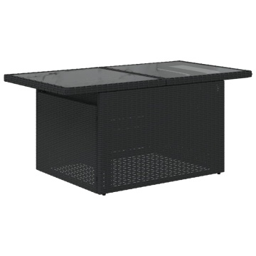 Masă grădină cu blat din sticlă, negru, 100x55x73 cm, poliratan - Img 6