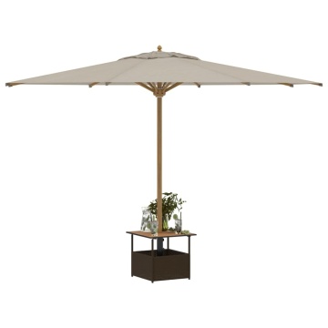 Masă grădină cu orificiu umbrelă maro 55x55x46,5 cm poliratan - Img 4