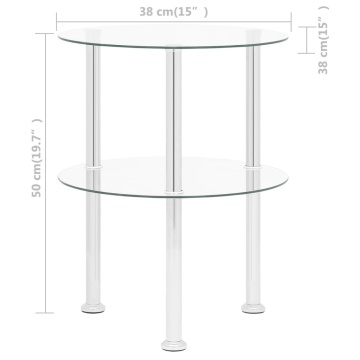 Masă laterală 2 niveluri, transparent, 38 cm, sticlă securizată - Img 7