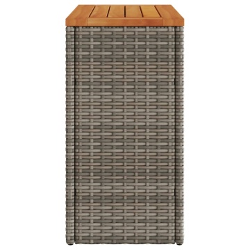 Masă laterală de grădină blat lemn gri 58x27,5x55 cm poliratan - Img 5