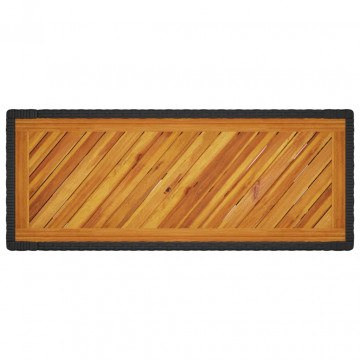 Masă laterală de grădină blat lemn negru 100x40x75 cm poliratan - Img 7