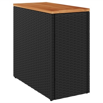 Masă laterală de grădină blat lemn negru 58x27,5x55cm poliratan - Img 2