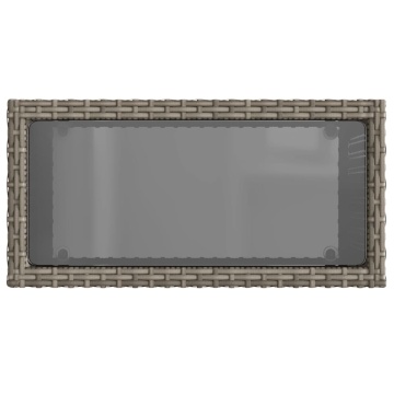 Masă laterală grădină, blat sticlă, gri 58x27,5x55 cm poliratan - Img 7
