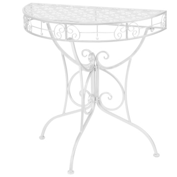 Masă laterală tip vintage argintiu 72x36x74 cm metal semirotund - Img 1