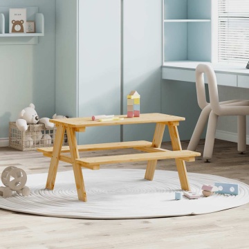 Masă pentru copii cu bănci „IRUN” 90x79,5x50 cm lemn masiv - Img 1