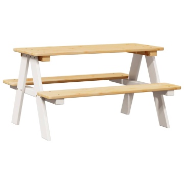 Masa pentru copii cu banci IRUN alb 90x79,5x50cm lemn masiv - Img 2