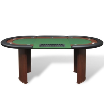 Masă poker 10 persoane, zonă dealer și suport jetoane, verde - Img 2