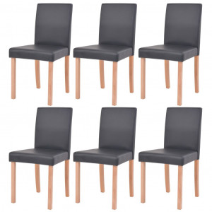 Masă și scaune 7 piese, piele artificială, stejar, negru - Img 8
