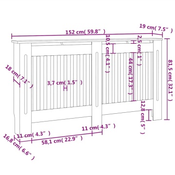 Mască de calorifer, dulap radiator, alb, 152 cm, MDF - Img 4