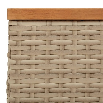 Mască suport umbrelă de soare, bej 70x70x25 cm poliratan/acacia - Img 7