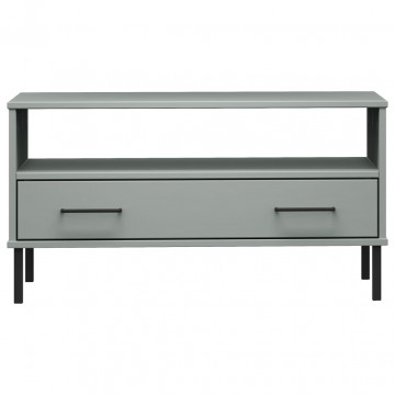 Măsuță cafea picioare metalice gri 85x50x45cm lemn masiv "OSLO" - Img 4