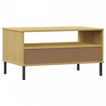 Măsuță cafea picioare metalice maro 85x50x45cm lemn masiv OSLO - Img 6